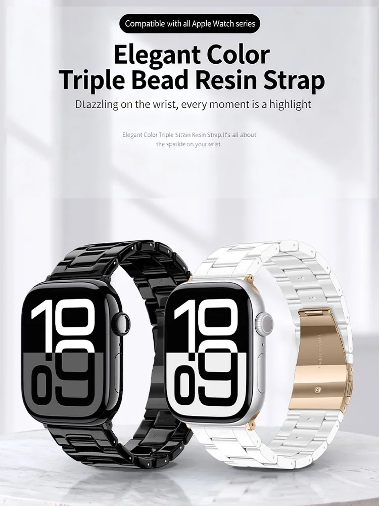 Luxuriöses Harzarmband für Apple Watch Ultra 3 2 1 49mm 11 10 46mm 42mm 9 8 7 45mm 41mm 6 5 SE3 44mm 40mm iWatch Gliederarmband – Detail 3