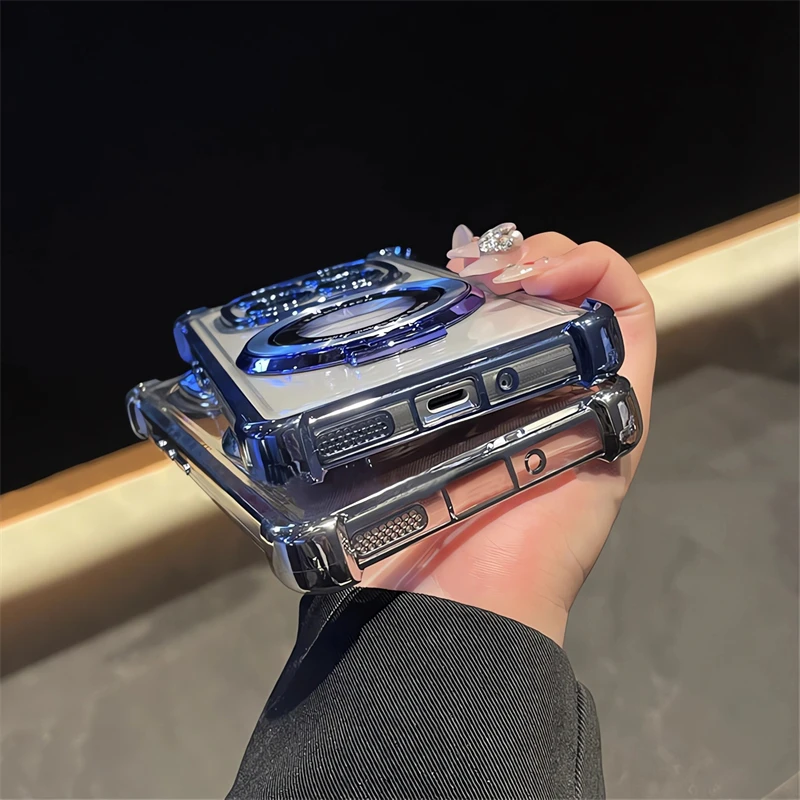 Luxury Plating Stand Shockproof Clear Phone Case Cover