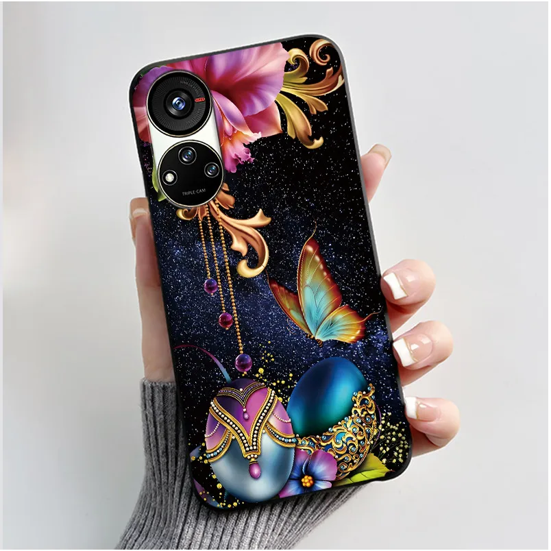 Cute Cartoon Soft Silicone Protective Phone Case - Black