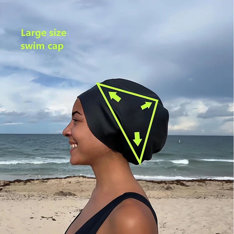 Gorra De Natación Súper Elástica Para Cabello Largo: Ideal Para Trenzas, Rastas Y Extensiones - Tallas Grandes, Silicona Impermeable Antideslizante
