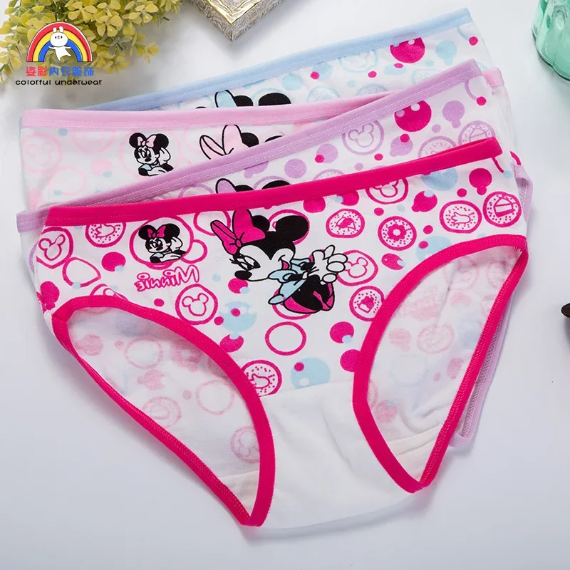 4pcs/set Disney Girls Cartoon Mickey Mouse Underpants 2-10years Old Children Classic Pop Pure Cotton Boxers Minnie Birthday Gift
