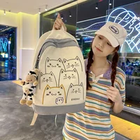Cute Cat Pattern Backpack Women Kawaii High-capacity Fashion Female Backpack Travel High School Girls Book Bags For Student 2023 1
