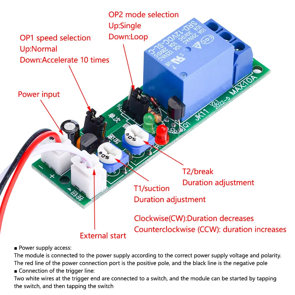 JK11 Zyklus-Timer-Relais DC 12V – 0–24h Einstel Produktbild-Vorschau 3