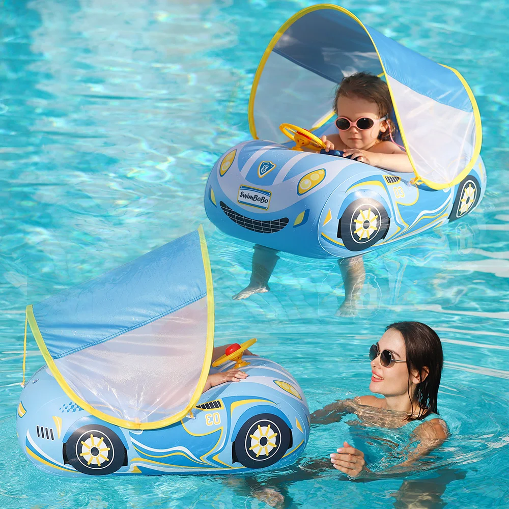 Kids Car Swimming Seat Float Ring inflatable decoration toy inflatable ball toy inflatable water toy inflatable toy Inflatable Infant Floating For Summer Swim Boat Circle Bathing Water Toy with Canopy