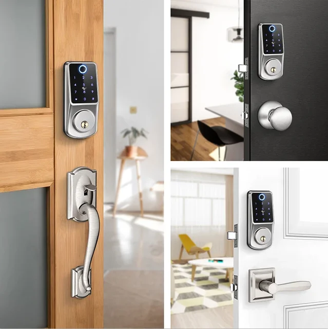 Smart APP Electronic Deadbolt Lock Fingerprint RFID Card Password Code Key Entry Tuya TTLock Smart Door Lock For House Apartment 3