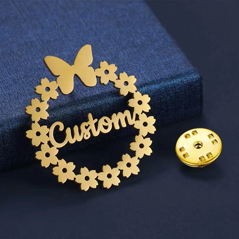 Yhliso Personalized Custom Name Collar Pin Brooch Text Logo Badges