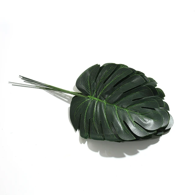 10pcs Artificial Green Turtle Palm Leaves 6
