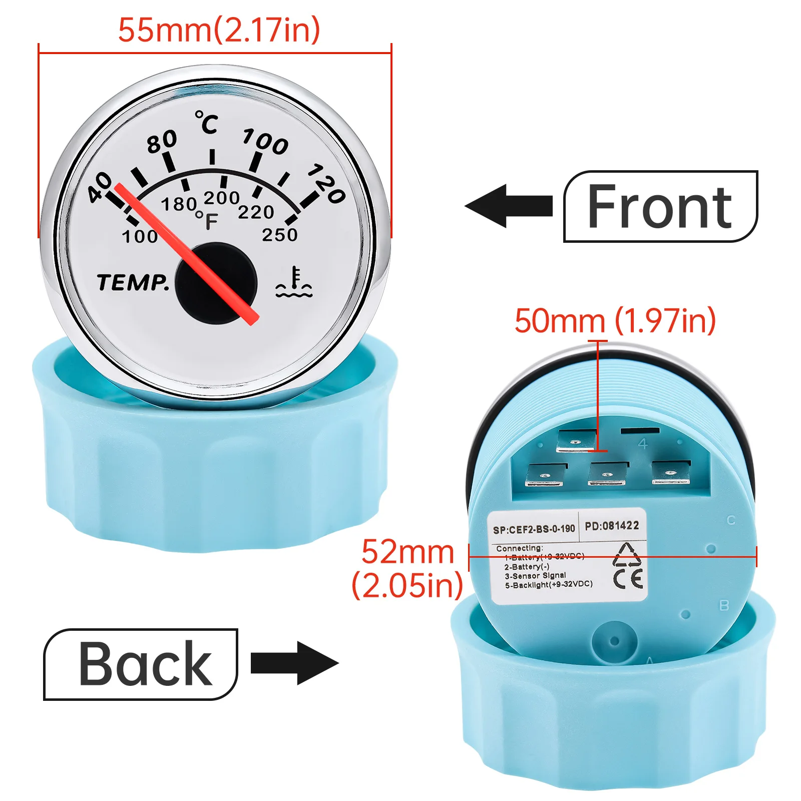 Compteur de température de jauge d'eau de voiture Maroc