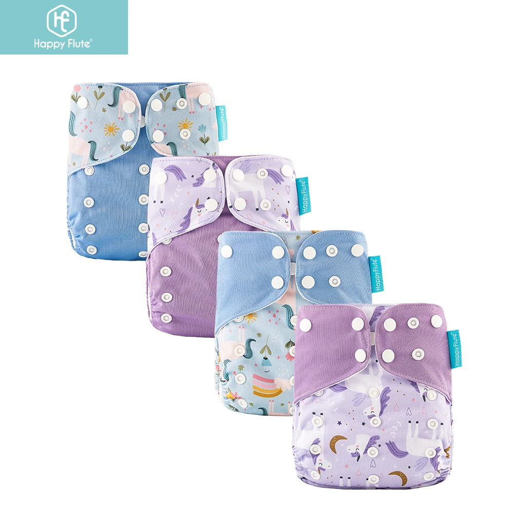Eco-Friendly Washable & Reusable Baby Diaper Set - Absorbent and Adjustable Nappy Covers (4-Pack)