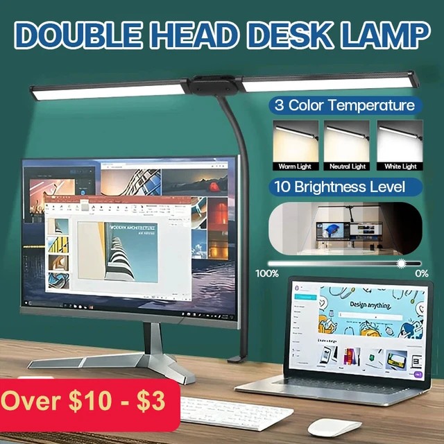 2-in-1 Desk Lamp, Desk Light With Flexible Arm,3 Color Modes Dimmable Double  Head Desk Lamps For Home Office Workbench Reading 