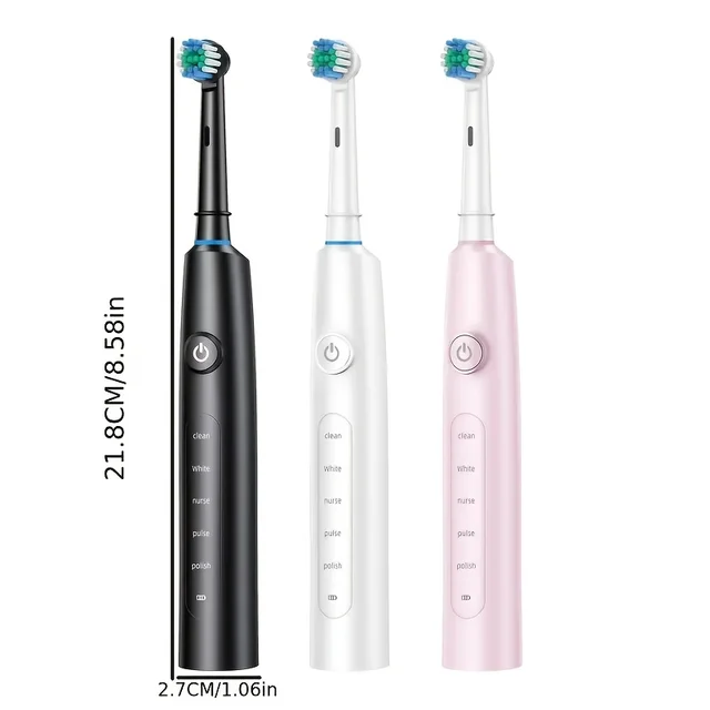 Electric Rotating Toothbrush Deep Clean Whitening Teeth for Adult Ultrasonic Toothbrush with 4/8pcs Refill Replacement Heads 3