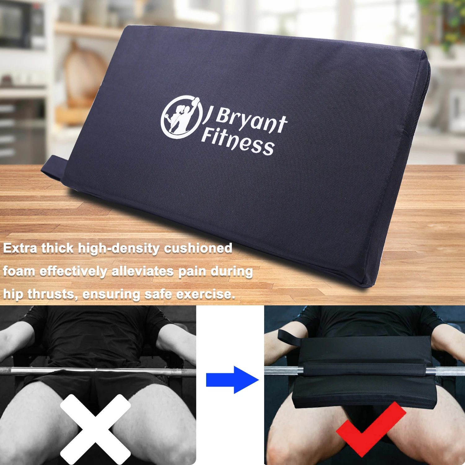 Square Hip Thrust Pad Extra Thick Foam Cushion for Barbell Weightlifting Hip Thrusts Glute Bridges Premium Home Gym Equipment 6