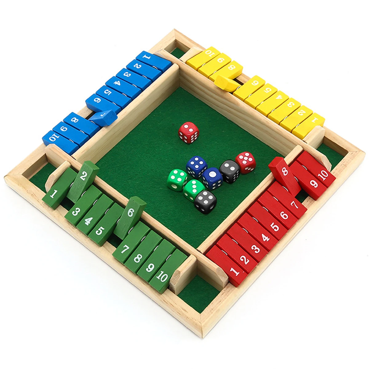 4 Player Shut The Box Board Game Wooden Interactive Flaps & Dice Set Deluxe Board  Game Party Club Games for Adults Families|Chess Sets| - AliExpress