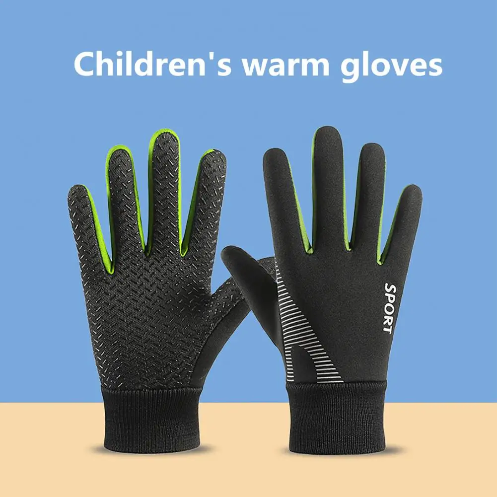 Winter Gloves Kids Winter Warm Water-resistant Touchscreen Sports Gloves with Thick Plush Lining for Cold Weather Cycling Gloves 2