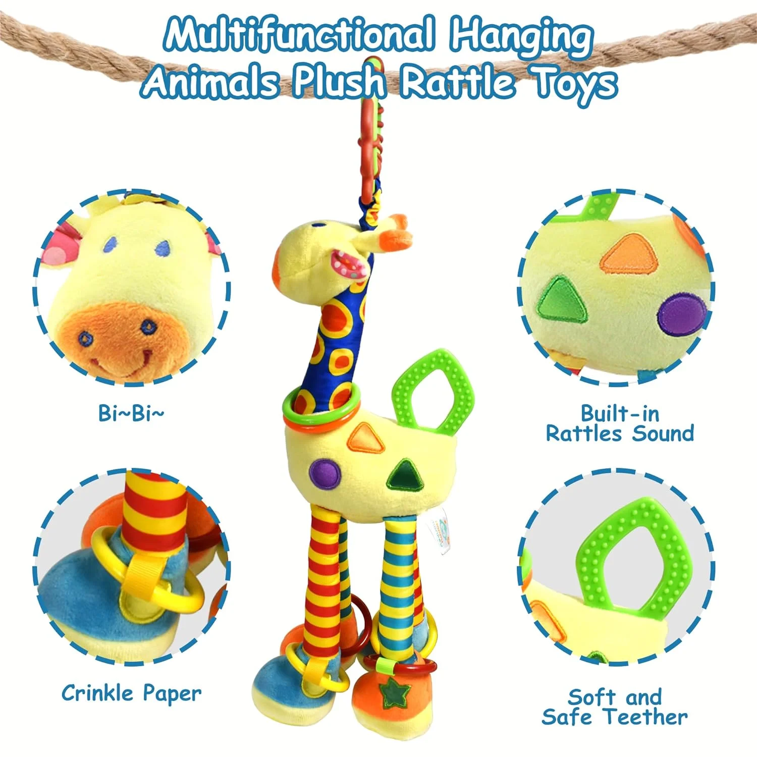 Newborn Photography Accessories - Giraffe Soothing Pendant, can produce different sounds when rubbed in different places 1