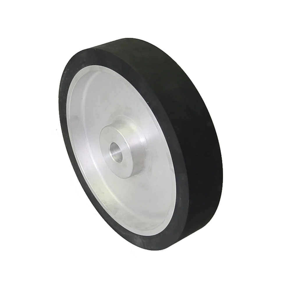 250*50mm Belt Grinder Smooth Rubber Contact Wheel Abrasive Sanding Belt Set with Bearings Installed