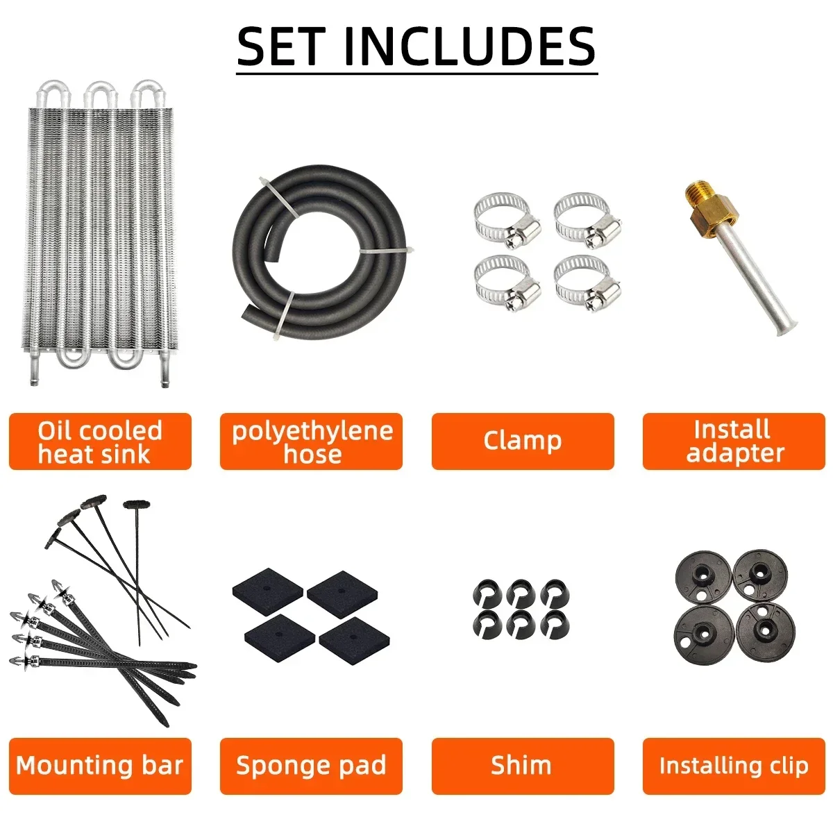 Oil Cooler Kit Aluminum Radiator Kit Universal Aluminum Oil Cooler 4 Row 6 Row 8 Radiator Converter Kit Remote Transmission Auto Manual Car Motorcycle