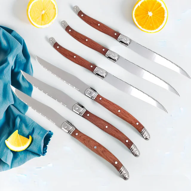 4/6/8 P Serrated Steak Knives Set Dinner Knife Cutlery Solid Steel Table Knife Sharp Handle Table set Dishwasher safety 3