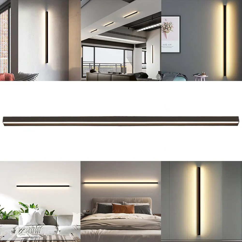 Waterproof Wall Lamp LED Long Wall Lamp Aluminum Light Garden porch Light Simple Line Strip 3000K for Outdoor Indoor