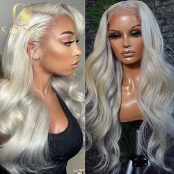13X4 Platinum Ash Blonde Lace Front Wig Transparent Colored Human Hair 613 Lace Frontal Wig for Women 30 Inch Honey Blonde 13X6