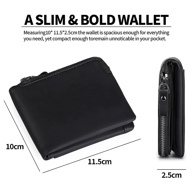 2023 New RFID Protection Large Wallet Men with Zipper Coin Pocket