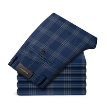 

2022 Spring New Men's Plaid Casual Pants Business Fashion Slim Stretch Male Skinny Trousers Brand Clothes