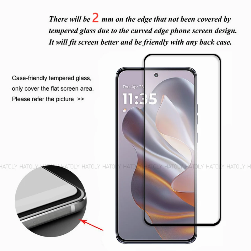 Premium Tempered Glass Screen Protector - Full Glue Coverage for Motorola Moto S50 (2/4-Pack)