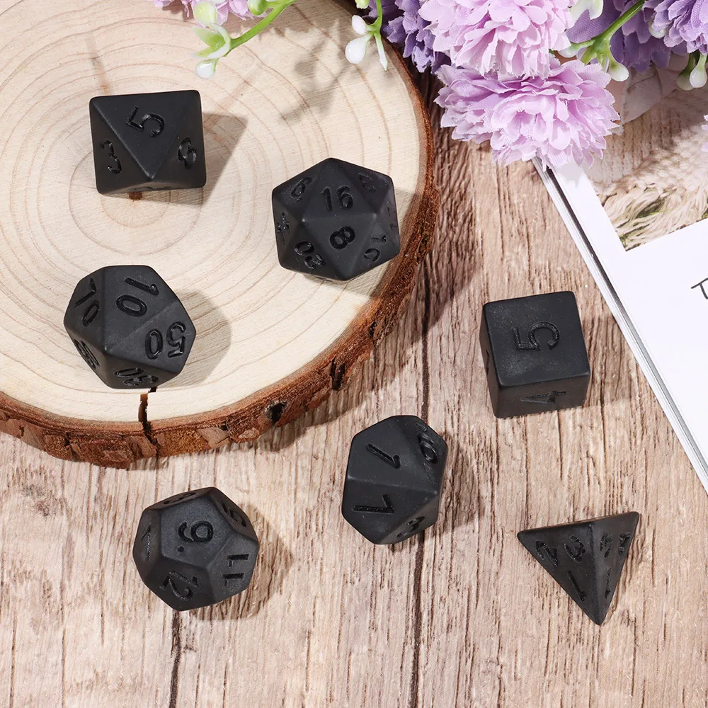 7 Pcs Polyhedral Black Dice Set Game Dice For TRPG DND Accessories Multifaceted For Board Card Game Math Games Party Supplies