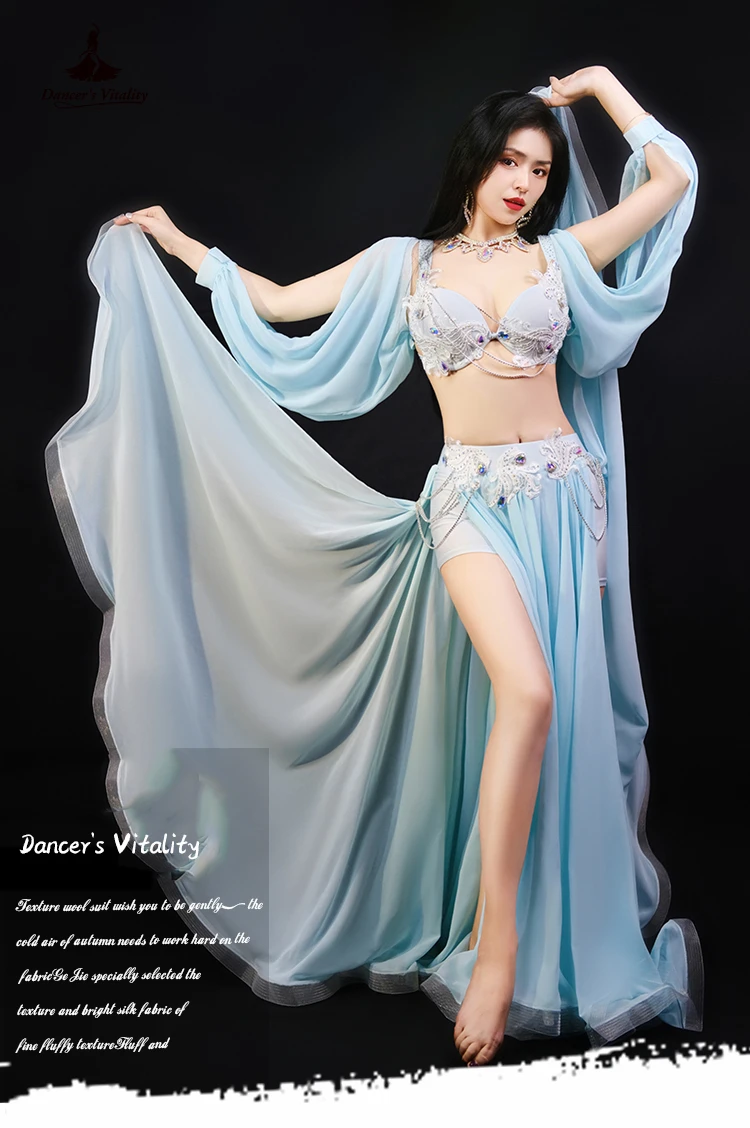 Écharpe De Danse Du Ventre Femme - Hanche Décorations Perles - Nylon Maille Transparent - 145x70 Cm