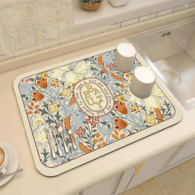 Super Absorbent Coffee Dish Large Kitchen Absorbent Draining Mat Drying Mat  Quick Dry Bathroom Drain Pad Kitchen Faucet Placemat - AliExpress