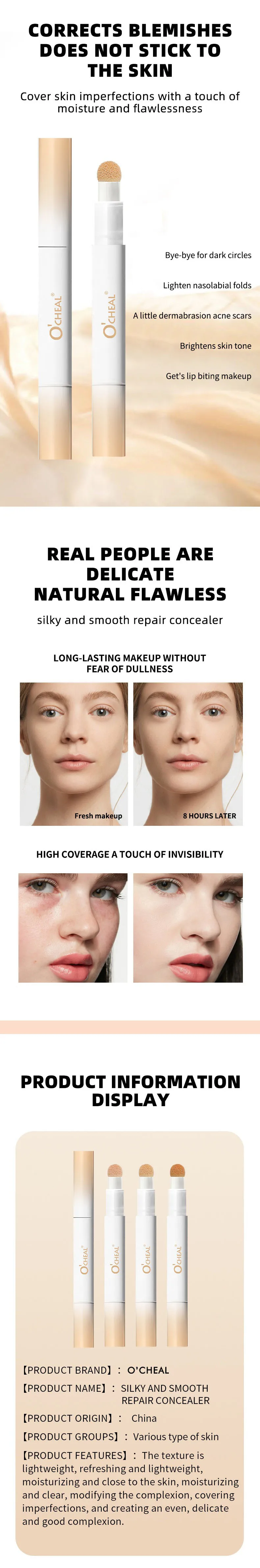 Description Picture 6 of itemAir Cushion Concealer Pen Rotary Liquid Matte Silky Smooth Foundation Cream Pencil Oil Control Cover Dark Circles Natural Makeup