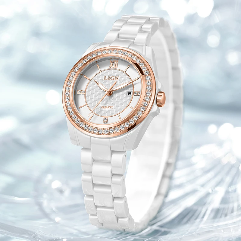 LIGE Ladies Luminous Watches Casual Sports Waterproof Calendar Quartz Wrist Watch For Women Simple Elegant Bracelet Watch Women