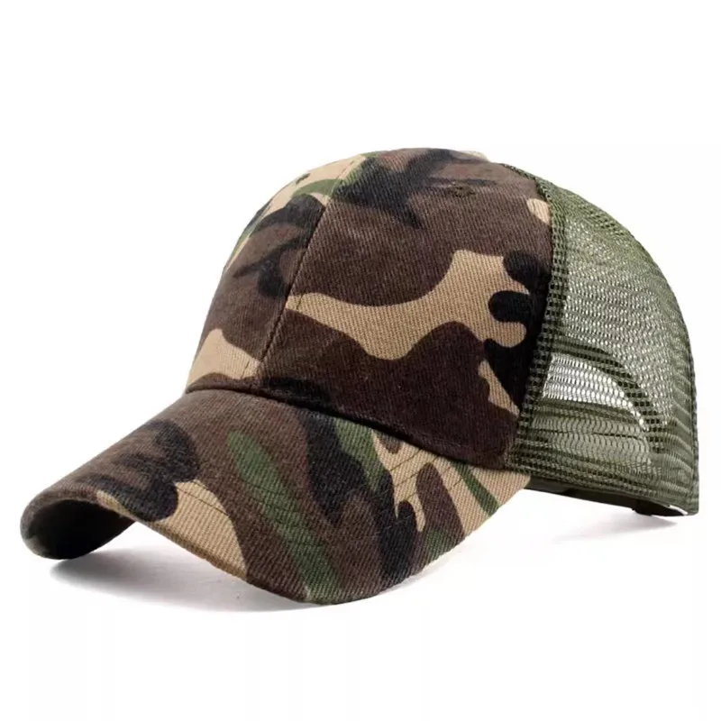 Custom Logo embroidery mesh trucker hat Camouflage sports hip hop curved brim baseball cap Unisex Men Women's Trucker hat gorros 4