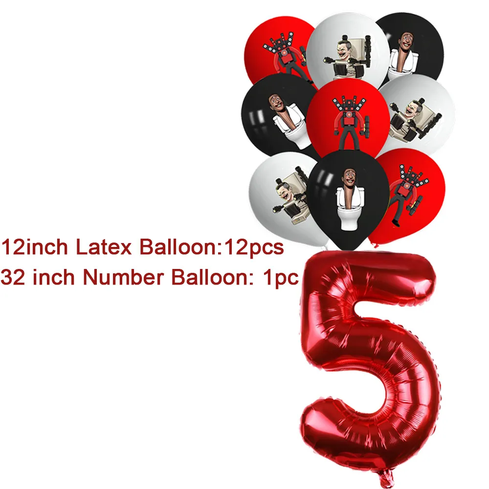 Skibidi Toilette Thema Geburtstags feier Dekoration liefert Banner Kuchen Topper Ballon Kampf Roboter Monitor Baby party Jungen Geschenke – Detail 29