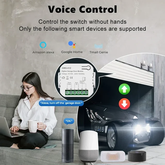 Tuya WiFi/Zigbee Smart Garage Door Opener Controlller Module Voice Smart Life App Remote Control Works with Alexa Google Home 2