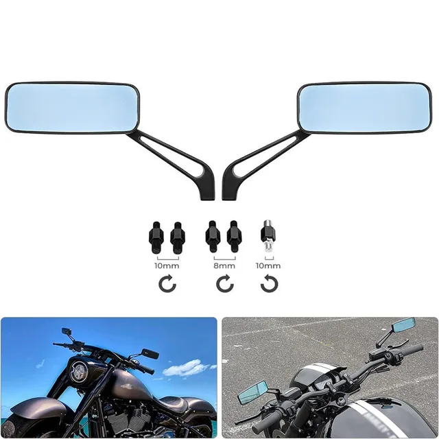 2x M8/M10 Universal Motorcycle Rearview Mirror for Harley Sportster Glide Softail Chopper Bobber Honda Yamaha Kawasaki