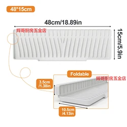 Enhanced Kitchen Sink Splash Guard and Multipurpose Drip Catcher Mat - Silicone (White L48W15cm)