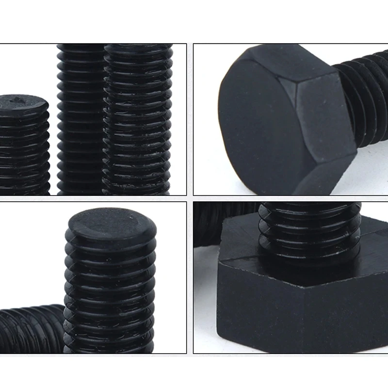 DIN933 Black Nylon External Hex Bolts Hexagonal Screws M3 M4 M5 M6