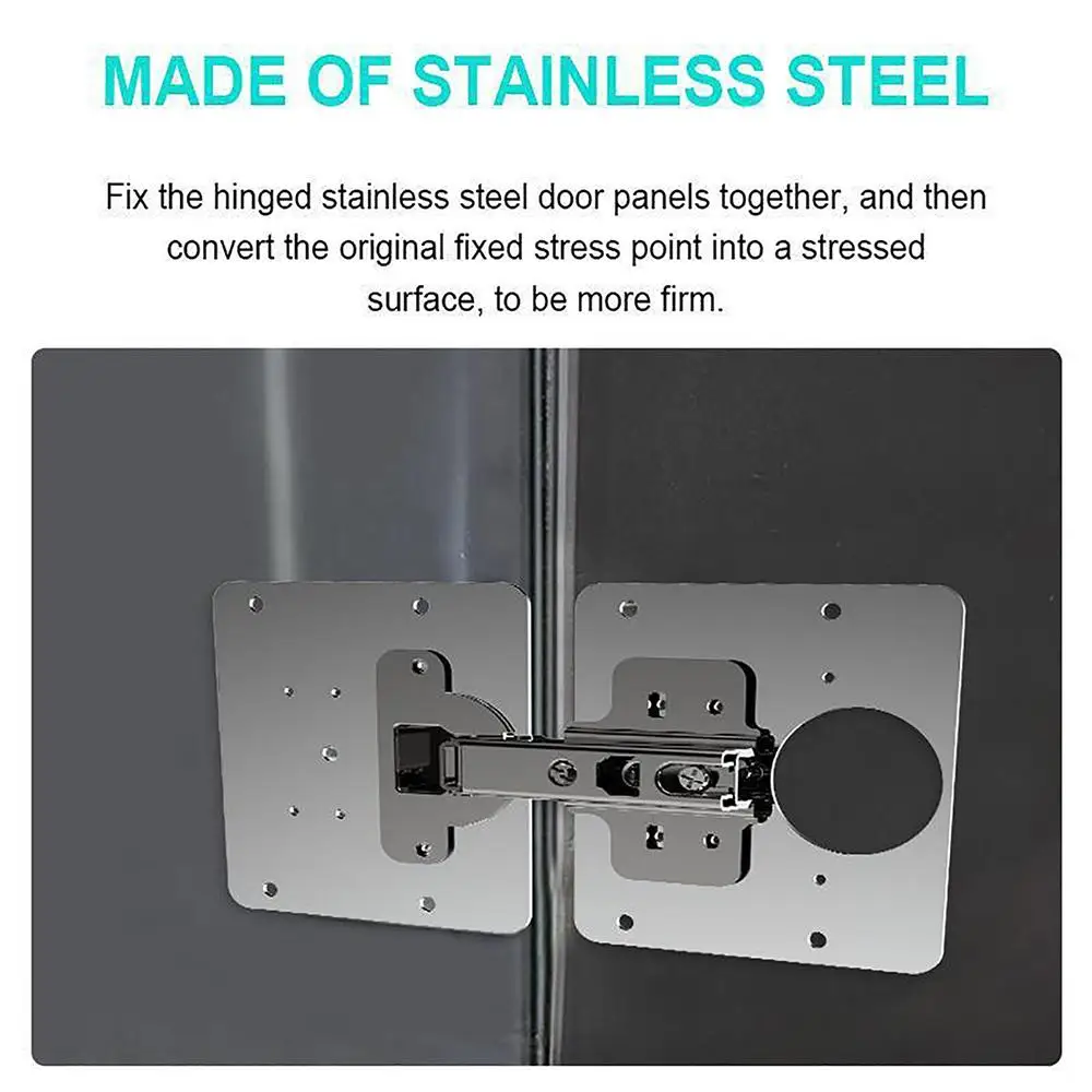 Description Picture 4 of item1/2/4/8PCS Hinge Repair Plate Resistant Stainless Steel Furniture Mounted Plate Cabinet Door Hinges Repair Mount Tool