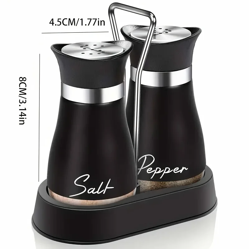 Salt And Pepper Bottles With A Shaking Stand Stainless Steel Lid Refillable