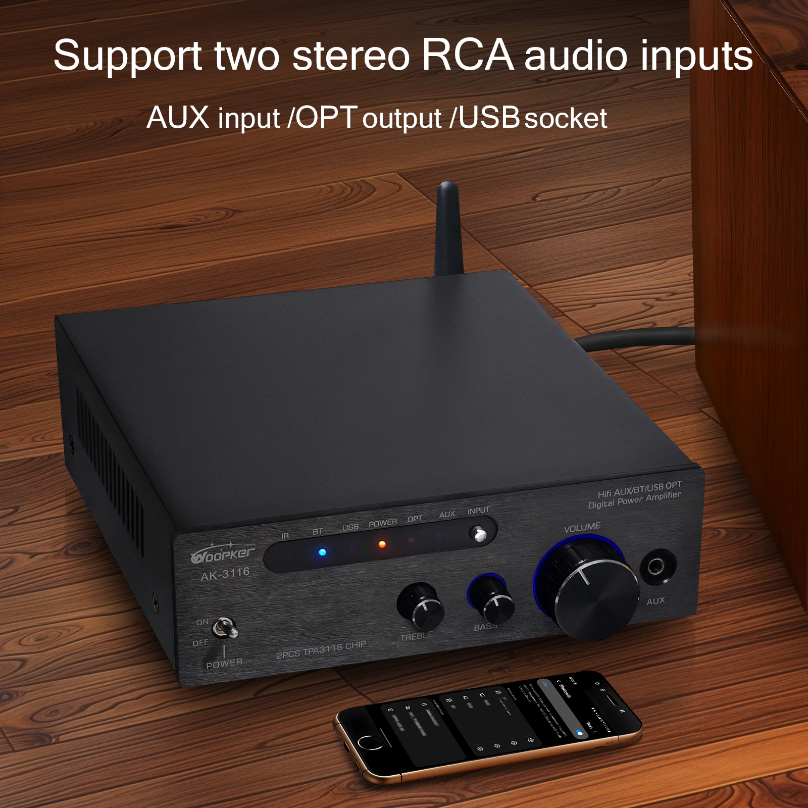 Sound Amplifier AK-3116 Audiophile Digital Power Amplifier 2PCS TPA3116 Chip Blu