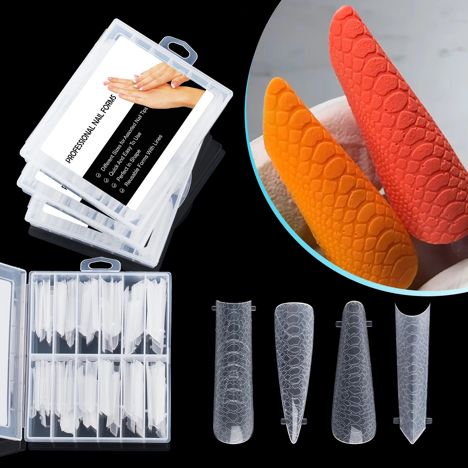 3D Matte Nail Dual Forms 120pcs Nail False Tips Mould Quick Building Mold Tips Finger Extension Art UV Building UV Gel Tool