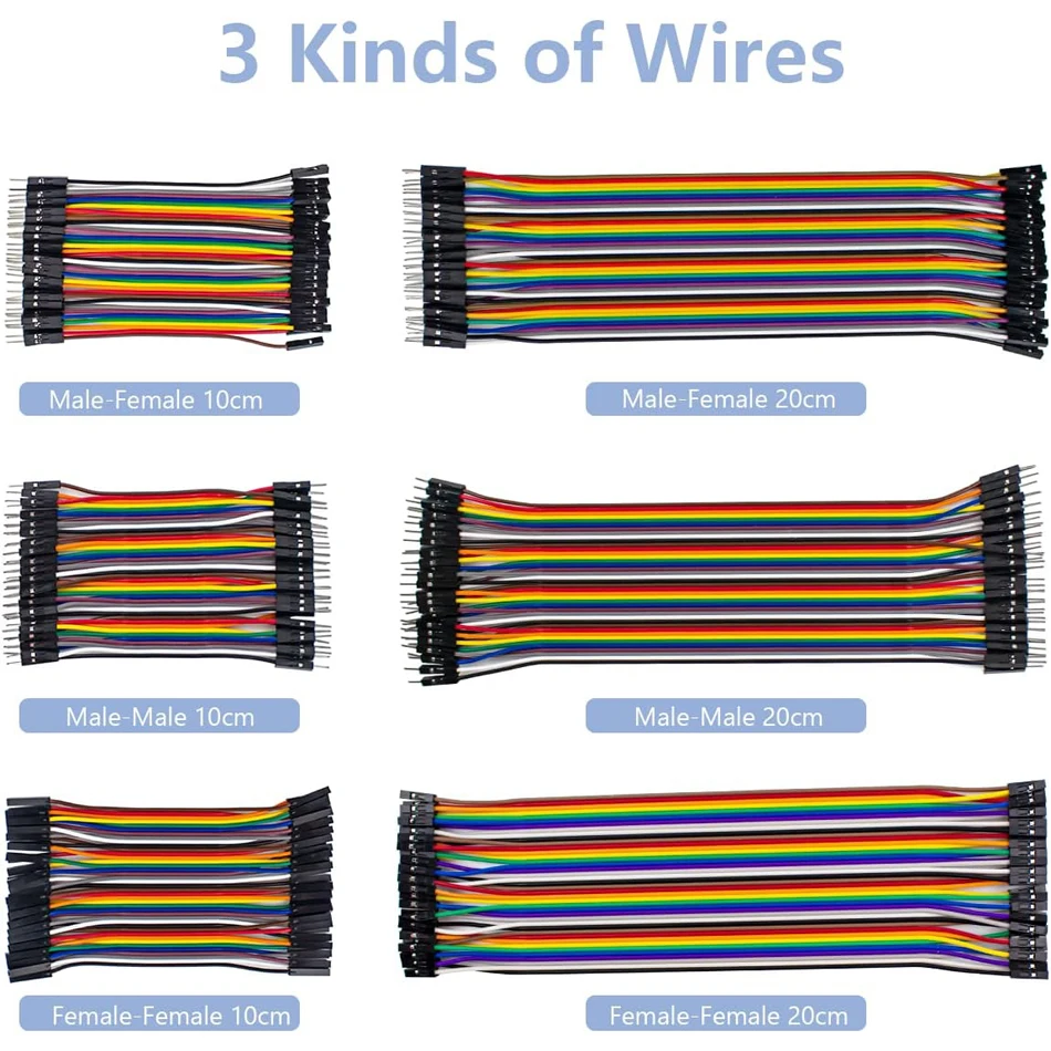 240pcs 듀폰 와이어 22AWG 10cm 및 20cm 브레드 보드 점퍼 와이어 Arduino 프로젝트/라즈베리 파이용 멀티 컬러 점퍼 케이블 키트