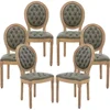French Country Dining Chairs Set of 6,Olive Kitchen & Dining Room Chairs,Faux Leather Kitchen Chairs(PU,Pine Green, 6Pcs) 6