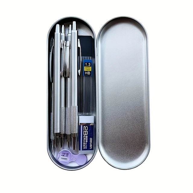12pcs Metal Mechanical Pencil Set with Leads & Accessories 4