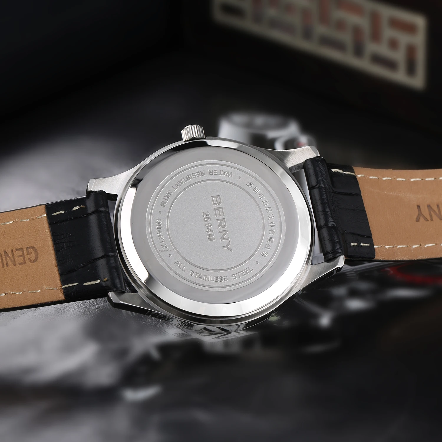 BERNY Uhren für Herren, klassische Herrenuhr, leicht, schlicht, lässig, Business-Armbanduhr, wasserdicht – Detail 6