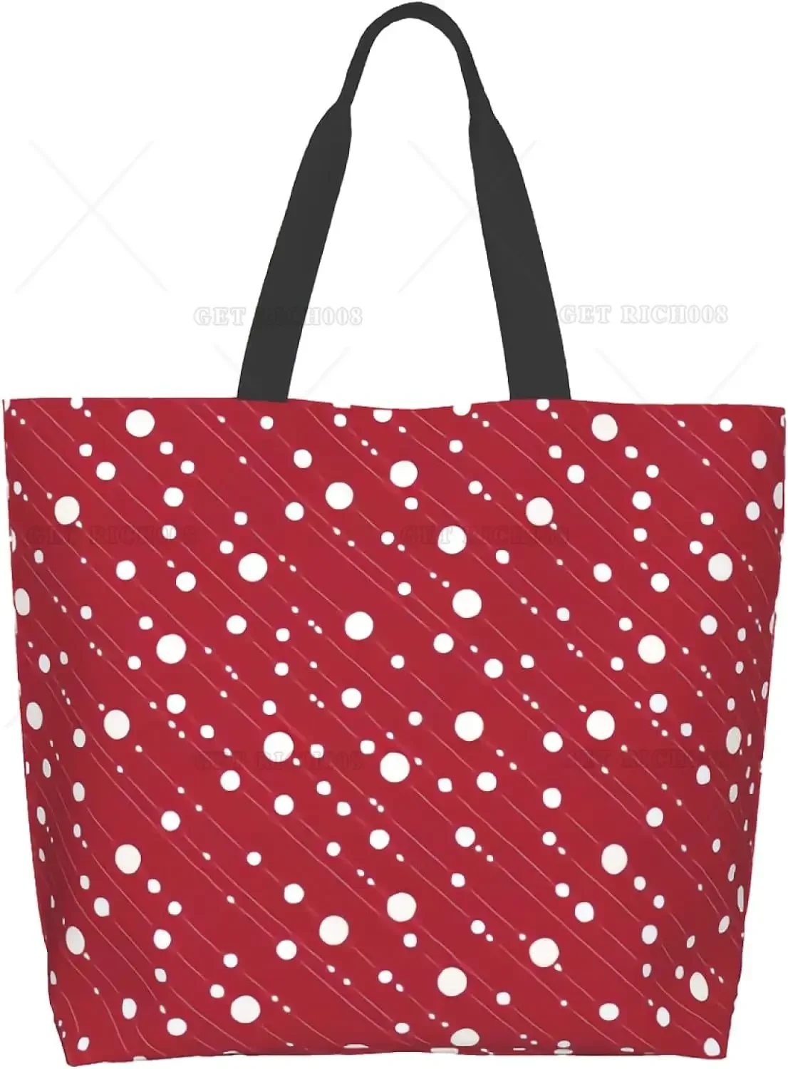 Red White Dots Christmas Style Shoulder Bag Large Women Reusable Eco-friendly Shopping Bags Portable Storage Handbag Fashion