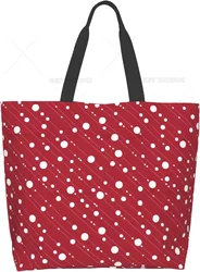Red White Dots Christmas Style Shoulder Bag Large Women Reusable Eco-friendly Shopping Bags Portable Storage Handbag Fashion