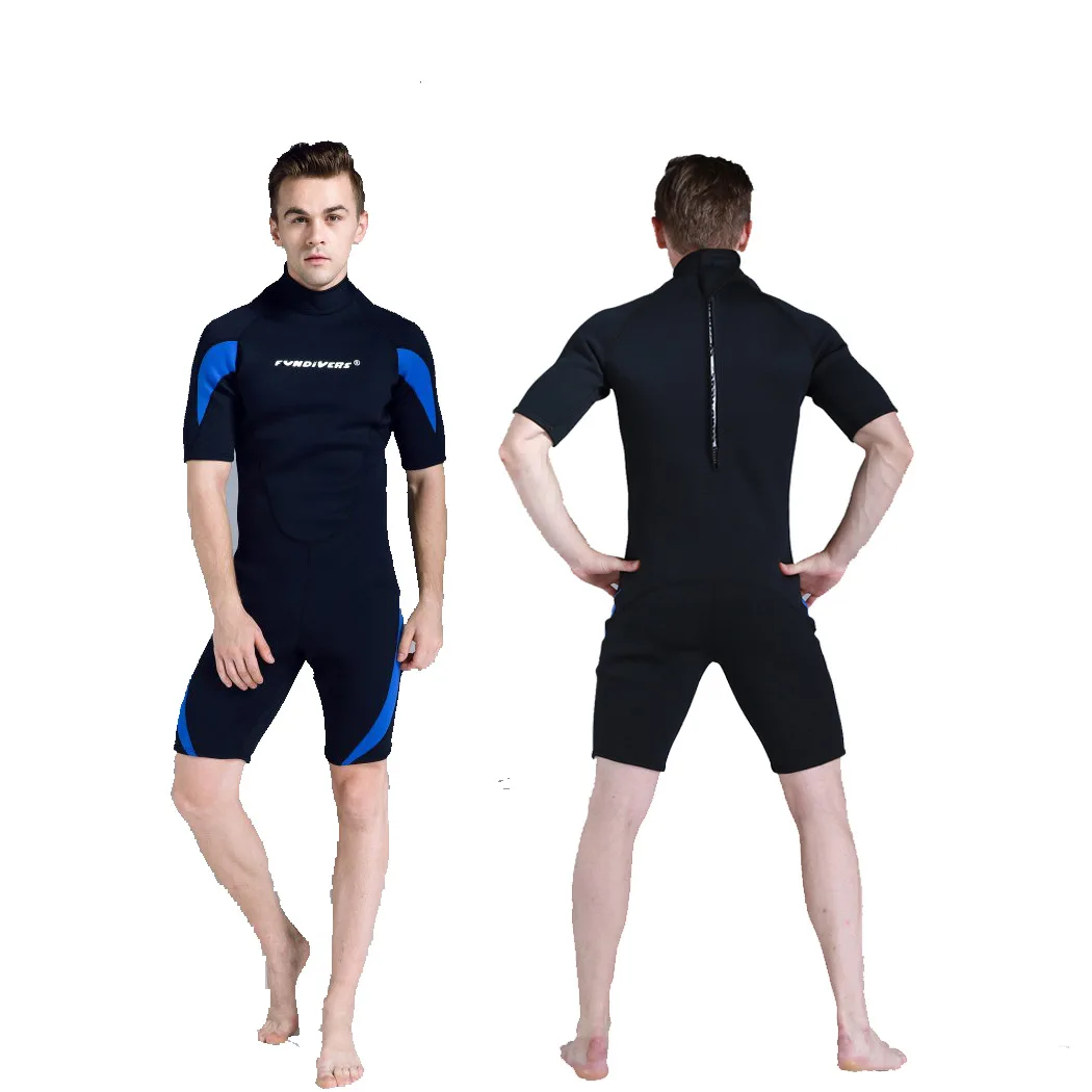 Mens 3mm Neoprene Shorty Wetsuit, One-piece Diving Suit Back Zip Wetsuit for Scuba Diving Snorkeling Surfing Swimming