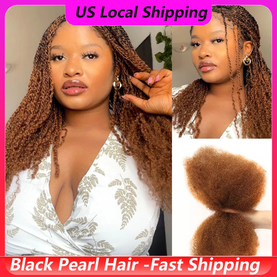 Peruvian Afro Kinky Human Hair for Locs 1 Pack Afro Kinky Bulk Human Hair for Dreadlock Extensions Loc Repair Braiding Twist 2